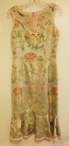 Gold pink shimmer floral dress